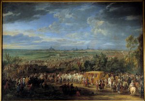 Intocht van koning Lodewijk XIV en koningin Maria Theresia op 30 juli 1667 in Arras door Adam Frans van der Meulen