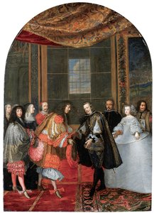De ontmoeting tussen koningen Filips IV en Lodewijk XIV op Fazanteneiland