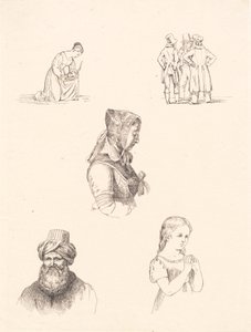 Proefblad met figuurstudies door Adam Müller