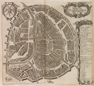 Kaart van Moskou. Uit: Vermehrte Newe Beschreibung der Muscowitischen, 1656