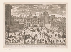 Gezicht op de Porte Saint-Antoine door Adam Perelle