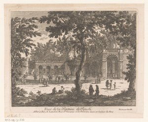Gezicht op een fontein Veue de la Fonteine de Tyvoli (title on object) door Adam Perelle