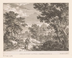 Landschap met Christus met lam op zijn schouders