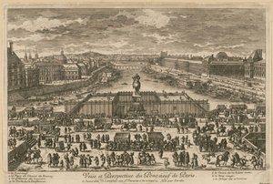Uitzicht op de Pont Neuf in Parijs, Tweede Helft van de 17e eeuw door Adam Perelle