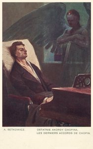 De Laatste Akkoorden van Chopin (kleur litho) door Adam Setkiewicz