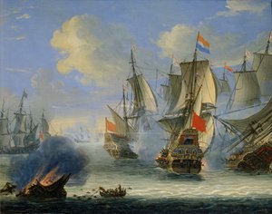 Een Zeeslag, eind 17e of 18e eeuw door Adam Silo