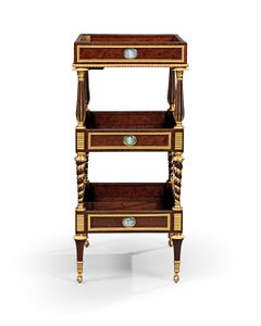 Late Louis XVI vergulde en cameo-gemonteerde burr yew hout en mahonie table travailleuse