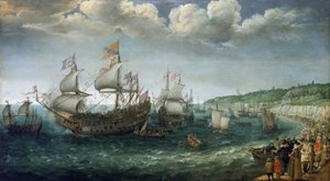 Inscheping van Frederik I van Wittelsbach, keurvorst van de Palts, in het schip 