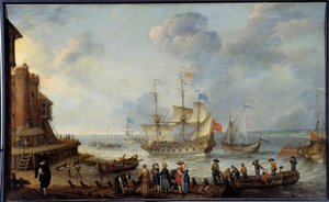 Schilderij van een schip door Adam Willaerts (1577-1664) 17e eeuw Le Havre, Musee des Beaux Arts door Adam Willaerts