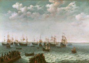 Vertrek van een oorlogsvloot door Adam Willarts