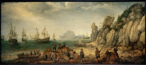 Wilde geitenjacht aan rotsachtige kust door Adam Willarts