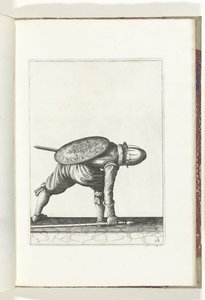 De exercitie met schild en spies: de soldaat bukt om de spies op te rapen (nr. 28) door Adam van Breen