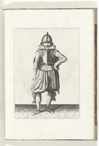 De exercitie met schild en spies: de soldaat staande in rust met het schild op de rug (nr. 27), 1618 door Adam van Breen