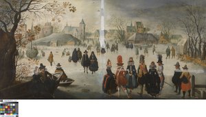 Duits: Winterlandschap met schaatsers winterlandschap met schaatsen door Adam van Breen