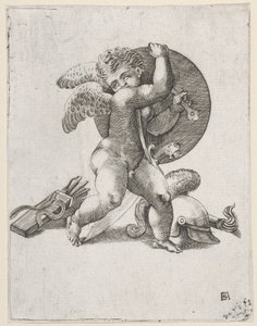 Cupido met de Wapens van Mars