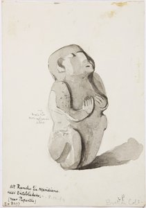 Een stenen beeld uit Papantla door Adela Breton