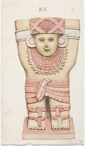Kariatide uit de buitenkamer, tempel A, balveld, Chichen Itza, Mexico