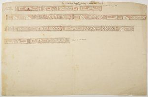 Ruïnes/stenen reliëfs bij de Tempel van Uxmal, Mexico (fries)