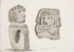 Stenen figuren in Papantla, Mexico door Adela Breton