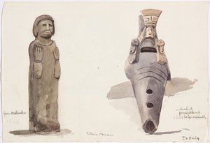 Stenen figuren van Malinalco, Toluca, Mexico door Adela Breton