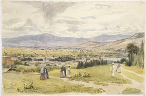 Uitzicht op Tlaxcala en Ixtaccihuatl in Mexico