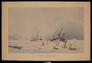 H.M.S. Phoenix En De Breadalbane op het moment dat de Laatste werd verpletterd en zonk...