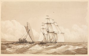 Dubbele kano bij Moalu, Feejee-eilanden, 26 september 1849 door Admiral Sir Edward Gennys Fanshawe