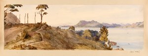 Kijkend omhoog de Borneo Rivier vanaf Chermin Eiland uit West-Indië, Noord-Amerika en Borneo plakboek door Admiral Sir Edward Gennys Fanshawe