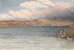 Nederzetting in Port Stanley, Falklandeilanden, mei 1849 door Admiral Sir Edward Gennys Fanshawe