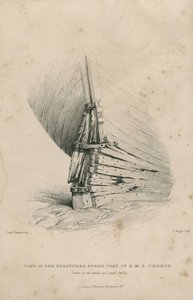 Zicht op de gebroken achtersteven van de H.M.S. Terror: genomen op het strand bij Lough Swilly door Admiral William Henry Smyth