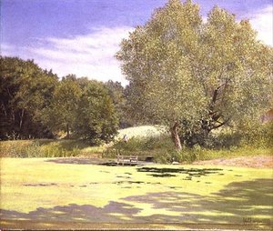 Een Visser Verlaat een Vijver door Adolf Alfred Larsen