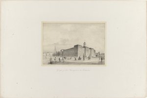 Gezicht op Beursgebouw te Rotterdam, 1854 door Adolf Carel Nunnink