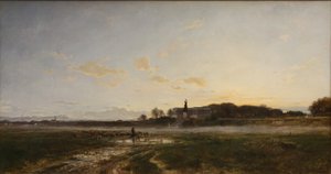 De Theresienwiese met de Bavaria in het avondlicht