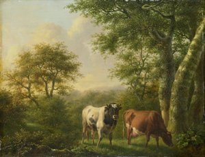 Landschap met vee door Adolf Karel Maximiliaan Engel