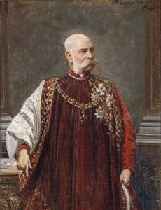 Portret van Franz Joseph I van Oostenrijk als Grootmeester van het Gulden Vlies, 1903 door Adolf Liebscher