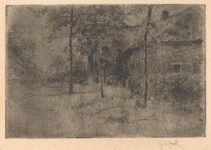 Boerderij met rieten dak door Adolf le Comte (signed by artist)