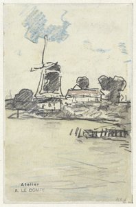 Molen aan het water door Adolf le Comte