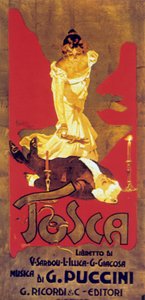 Omslag door Adolf Hohenstein van partituur van opera Tosca door Giacomo Puccini