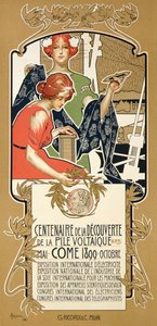 Reproductie van een poster die de Internationale Tentoonstelling van Elektriciteit adverteert door Adolfo Hohenstein