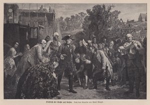 Frederik de Grote, Koning van Pruisen, op reis door Adolph Friedrich Erdmann von (after) Menzel