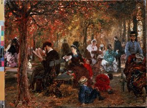 In de Jardin de Luxembourg door Adolph Menzel