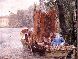 Riviertocht bij Rheinsburg, 1860 door Adolph Menzel