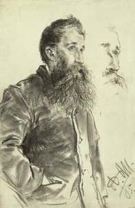 Studie van een man met een baard, zijn hand in zijn zak door Adolph Menzel