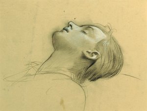 Studie van het hoofd van St. Cecilia, mogelijk voor "Ahasver"