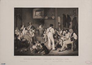 Deense kunstenaars in Osteria la Censola in Rome door Johan Adolph Kittendorff