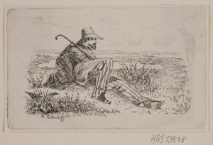 Een zittende wandelaar door Johan Adolph Kittendorff