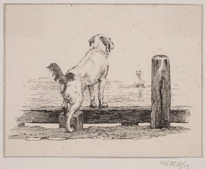 Hond op het strand door Johan Adolph Kittendorff