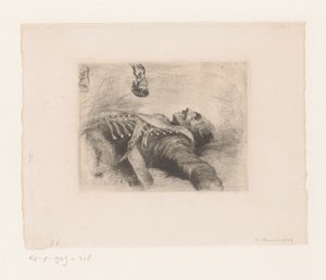 Dode huzaar door Adolph Menzel