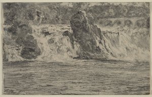 Watervallen van de Rijn bij Schaffhausen Rheinfall von Schaffhausen, 1885 door Adolph Menzel