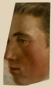 Het profiel van een man, naar links gekeerd door Adolph Menzel